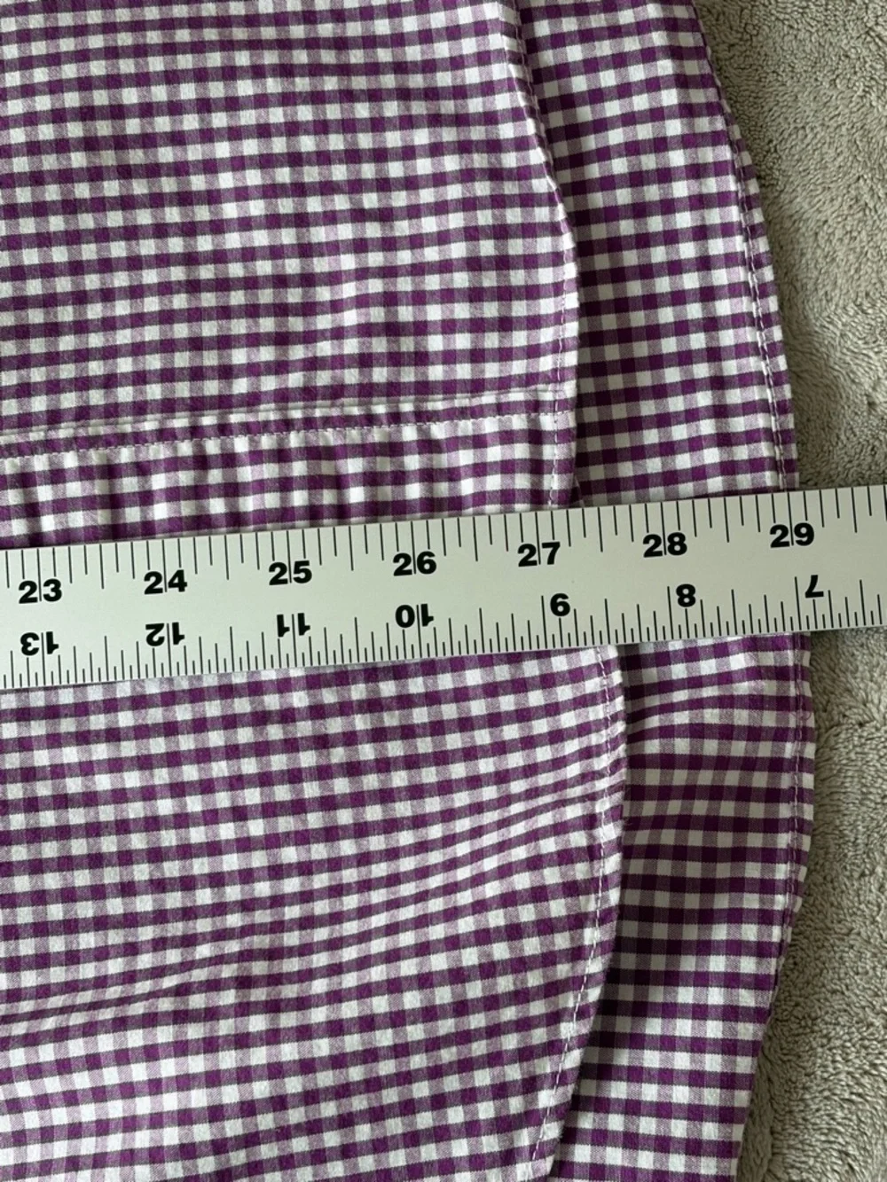 J. Crew Mens Purple White Gingham Checkered Lightweight Button Down Shirt Large